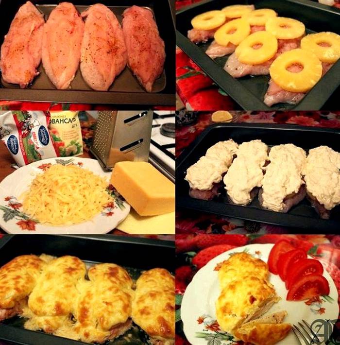 Філе курки з ананасом і сиром у духовці